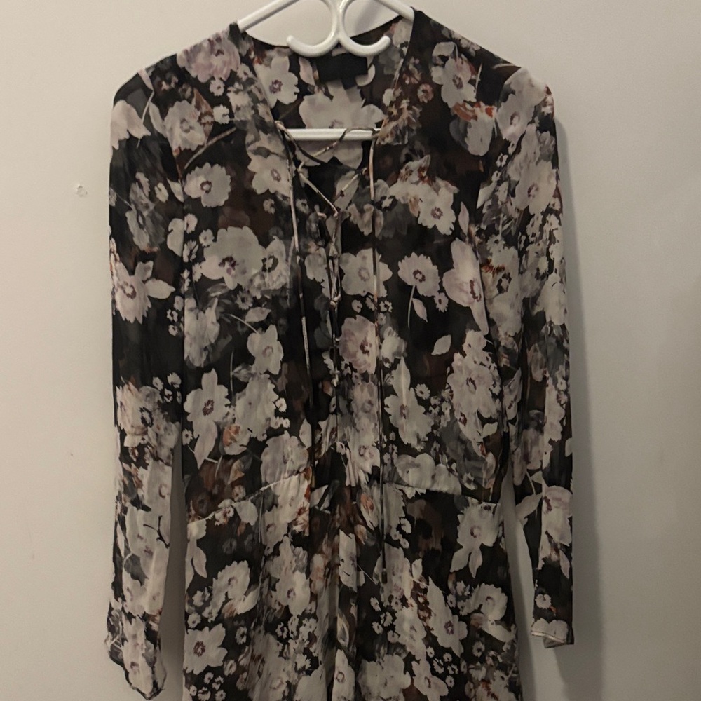 INTERMIX Black and White Floral Dress